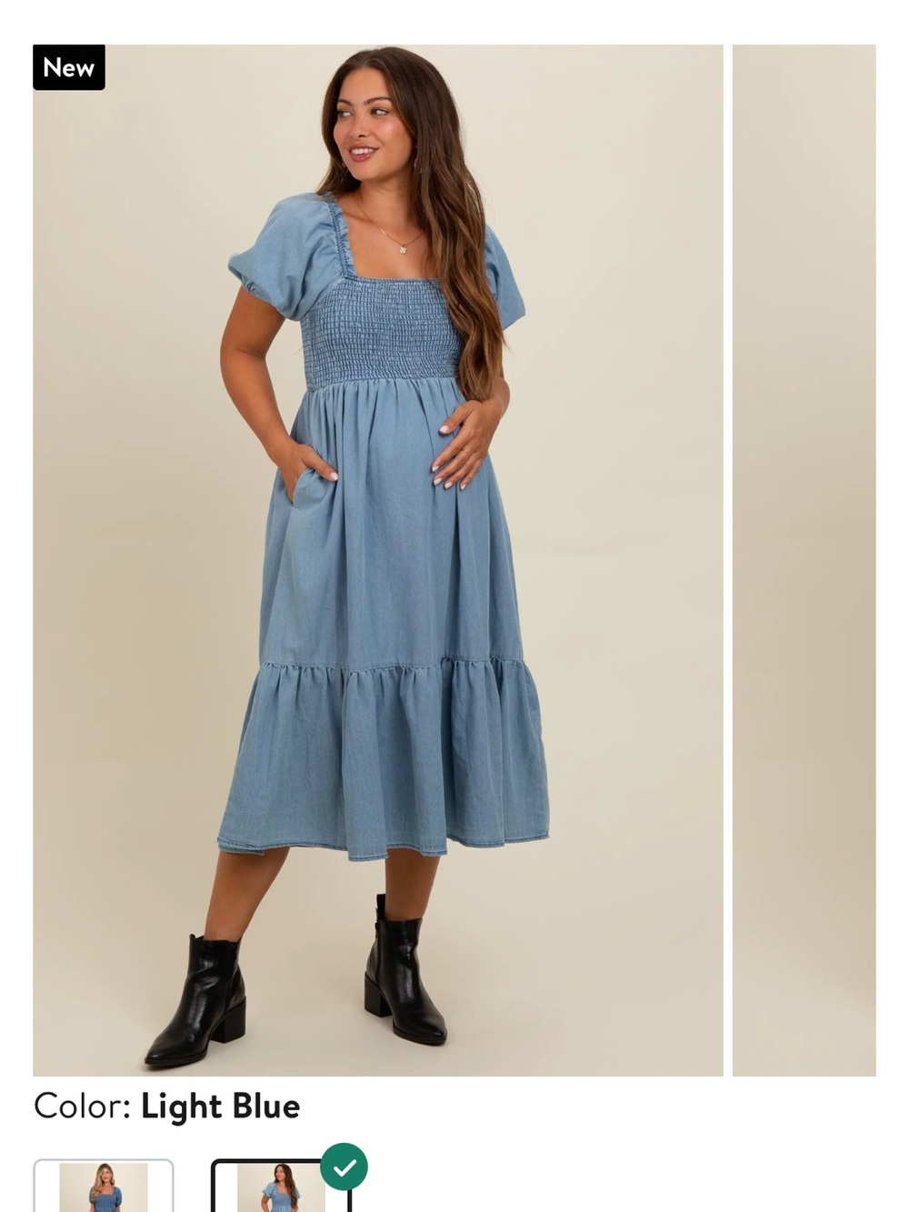 Pinkblush Light Blue Smocked Midi Dress